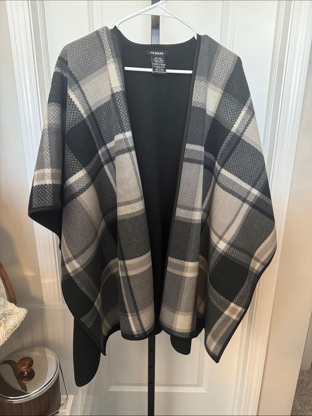 Ike Behar Black Draped Open-Front Cape